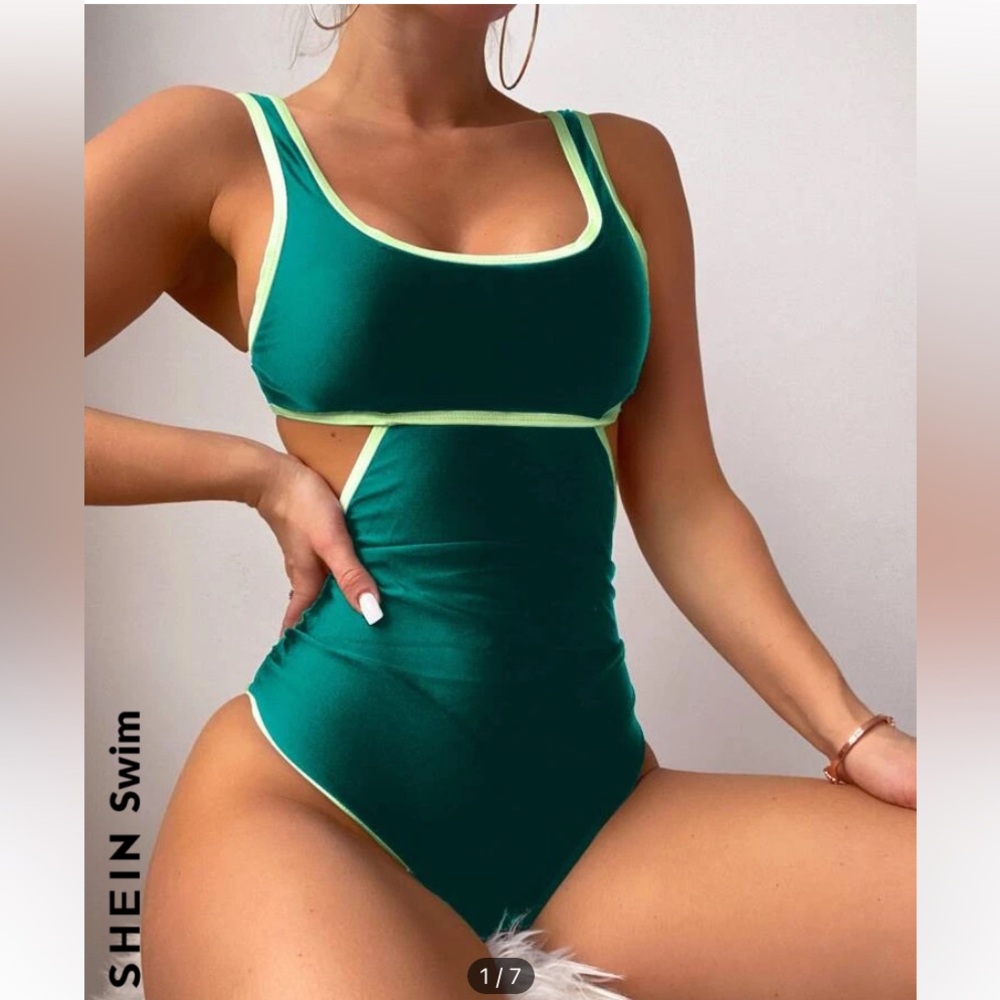 NWT never worn! SHEIN Swim Summer Beach Cut-Out Contrast Binding One Piece